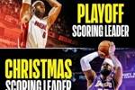 铸就伟大!詹姆斯是NBA常规赛、季后赛、圣诞大战的得分王
